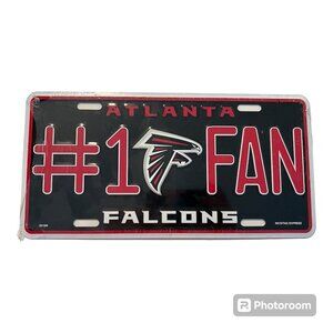 Atlanta Falcons #1 Fan Georgia State Metal License Plate NFL Black Retro Logo